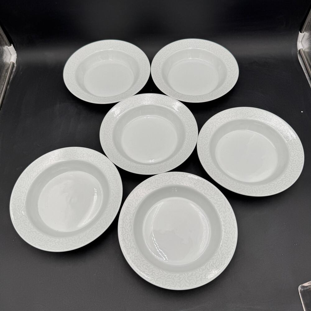 Vintage Dansk Trellis White Rimmed Soup 8.75" Set of 6